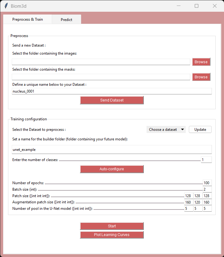 Screenshot of training tab in remote mode.