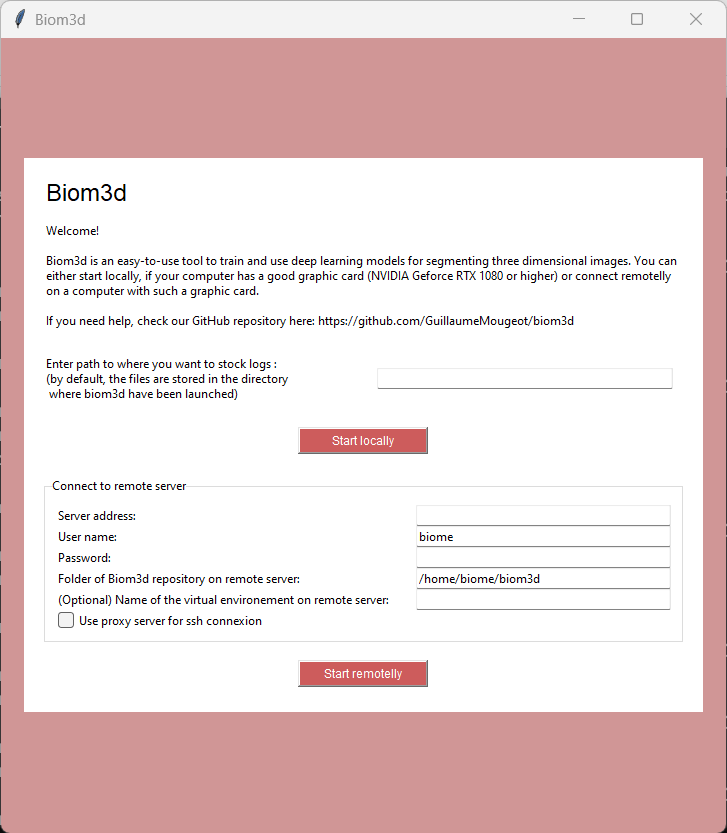Screenshot of local/remote selection menu.